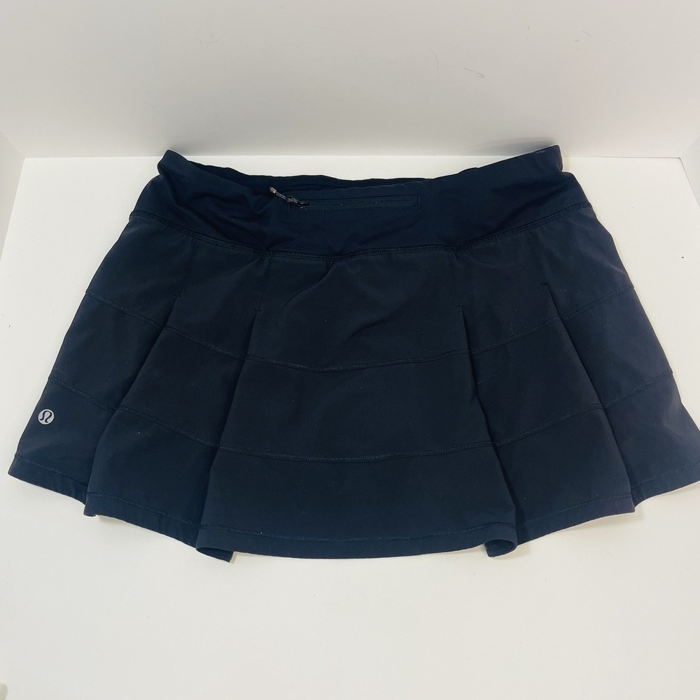 Lululemon Pace Rival Skirt Size 8 Black Mid-Rise Skort Gym Tennis Pickleball - Picture 4 of 10